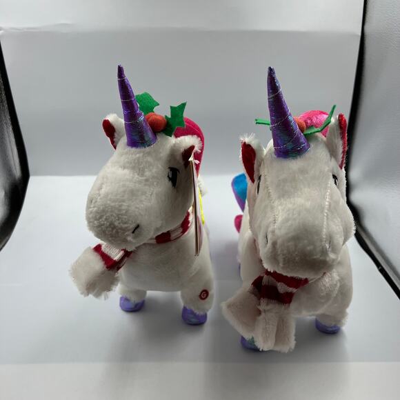Gemmy 2 Shimmy Animated Singing Dancing Unicorn Plush Christmas READ Description - Picture 4 of 13
